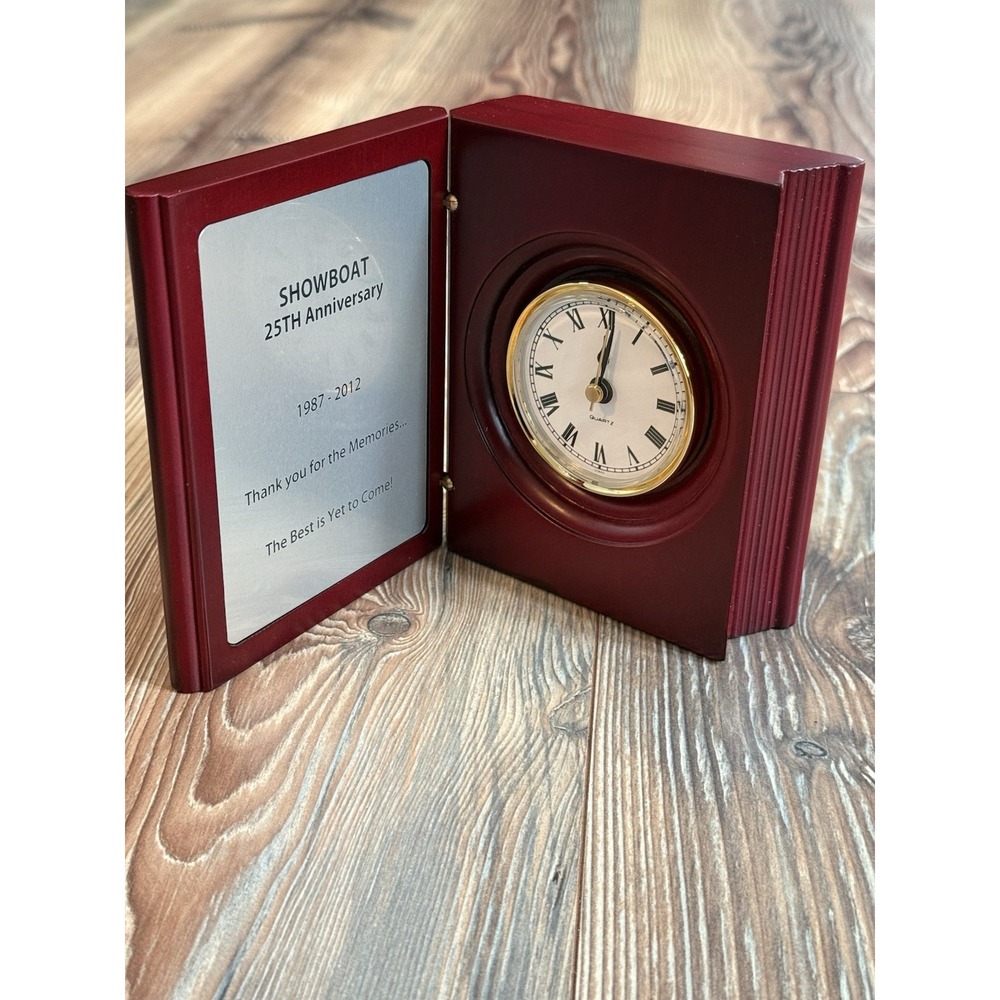 ShowBoat Atlantic City 25Th Anniversary Rosewood Folding Desk Clock